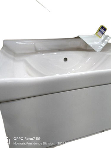 White Ceramic Wash Basin - Two Piece, Modular Design with Durable Structure, Floor Mounted Installation