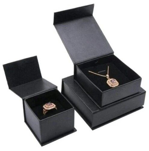 Black Square Paper Jewellery Boxes For Ring Packaging