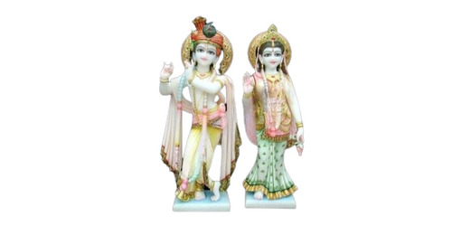 White Makrana Marble Radha Krishna Statue