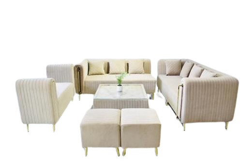 Floor Standing Indian Style Plain Fabric 7 Seater Modern Fancy Sofa Set