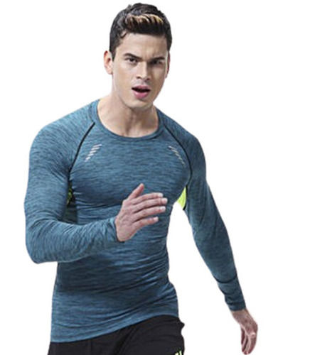 Regular Fit Skin-Friendly Long Sleeve Round Neck Plain Breathable Readymade Gym Wear