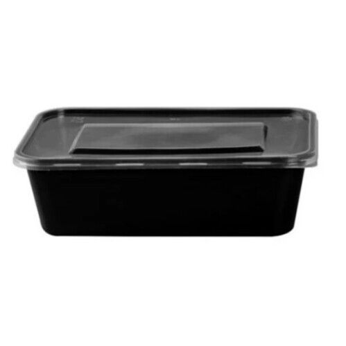 Black Rectangular Shape Plastic Food Storage Container