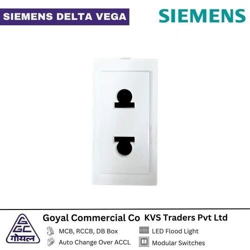 Siemens Delta Vega 10A 2 Pin Flat Snow White Modular Socket