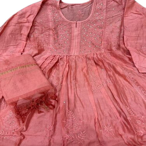 chikankari gown with matching dupatta