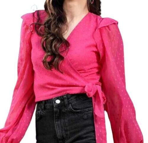 Pink Color Full Sleeves Ladies Top