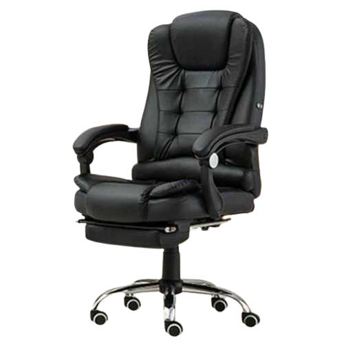 Leather Office Chair - High-Back, 360º Swivel, 5 Wheels | Modern Black, Easy To Clean, Rust Proof, Durable