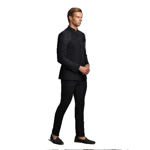 Mens Partywear Black Jodhpuri Suit