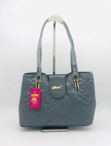  Sky Blue Plain Pu Leather Regular Ladies Hand Bag