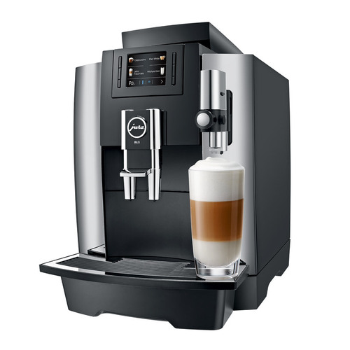 Jura WE8 Fully Automatic Professional Chrome Coffee Machine - Aluminium Alloy, Black, 2700W | Dual Spouts, Ceramic Grinders, TFT Display, Milk Frother