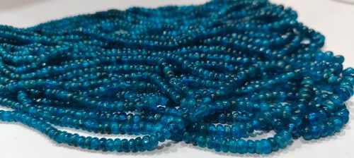 8'' Long 5-6mm Natural Neon Apatite Plain Rondelle Beads