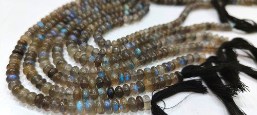 8'' Long Natural Blue Flashy Rondelle Plain Labradorite 6-7MM Beads