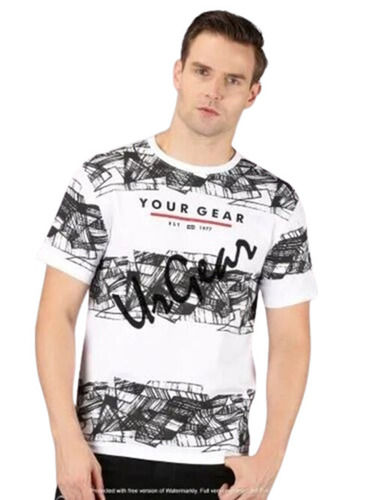 Casual Wear Readymade Regular Fit Short Sleeve Round Neck Printed Mens T-Shirts