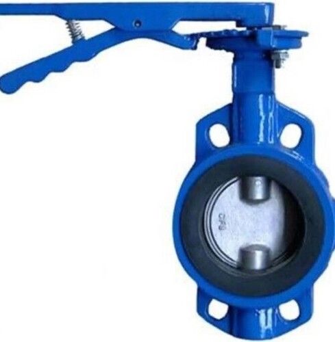 Blue Color Manual Power Source Cast Iron Butterfly Valve