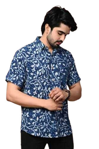 Casual Wear Regular Fit Short Sleeve Readymade Breathable Cotton Mens Printed Shirts