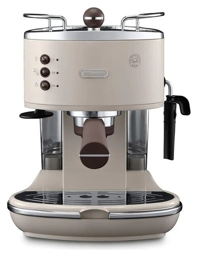 De Longhi Icona Vintage ECOV 311.BG Coffee Machine - Stainless Steel, Stylish Cream Finish | Advanced Brewing Technology, Espresso & Cappuccino Capabilities, User-Friendly Design