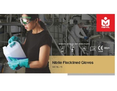 Solvent Resistance Super Nitrile Flocklined Gloves