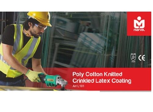 Good Grip Poly Cotton Knitted Crinkled Latex Coated Gloves