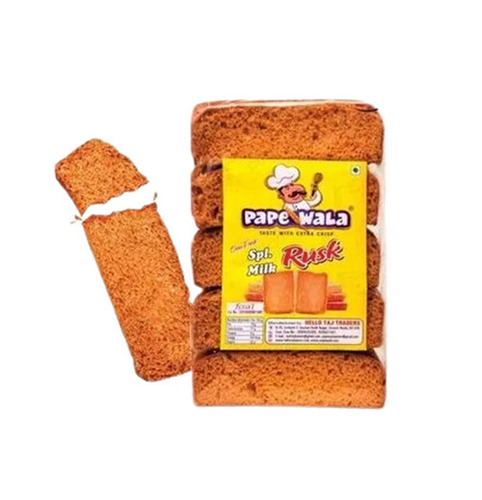 Milk Rusk - 400g, Brown Color, 100% Pure, Ready to Eat, Hygienically Packed & Prepared, Eggless Solid Form, 25 Pieces per Pack