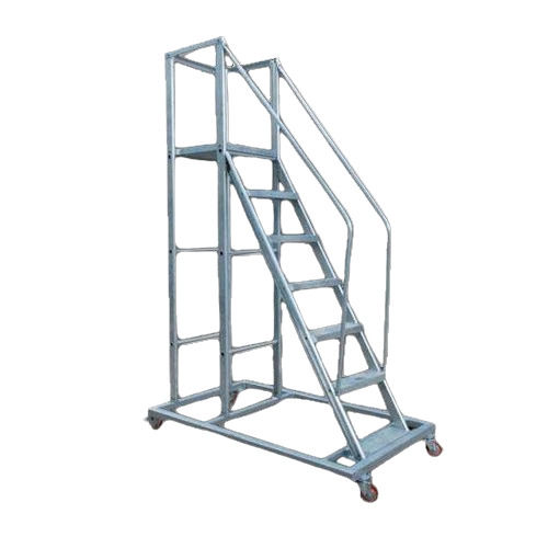 Silver Aluminum/Alloy Aluminium Wheeled Ladder Trolley