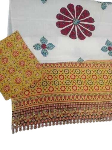 Ajrakh Print Cotton Kurta And Malmal Dupatta - 2.5 Mtr Seamless Finish, Shrink-resistant, Multi Color Ethnic Wear Two Piece Set