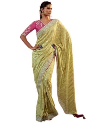 Yellow Woven Silk Wedding Wear Saree