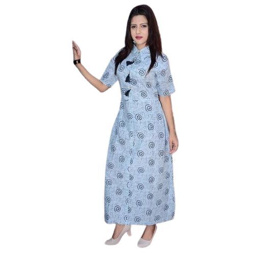 Shrink Resistance Collar Neck Party Wear Kurti