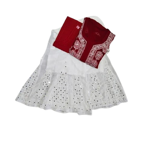 Chiffon Kurti - Floor Length, 3/4 Sleeves, Multicolor | Hand Embroidery, Breathable, Handwash Safe, Trendy Design