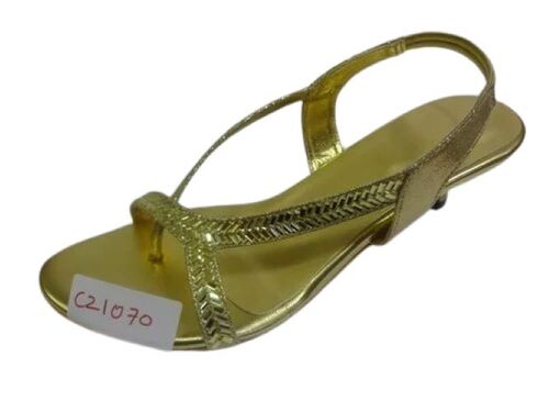 Party Wear Ladies Gold Fancy Sandals