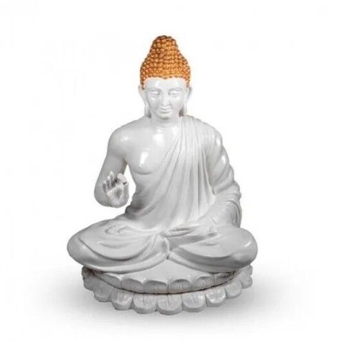 White Color Plain Pattern Fiber Buddha Statues