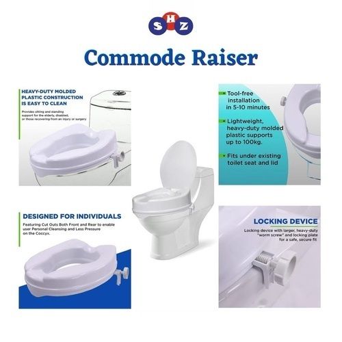 Commode Raiser 6 Inch With 4 Clips Extra Added Safety