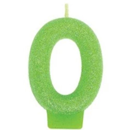 Green Color Number Shape Birthday Glitter Candle