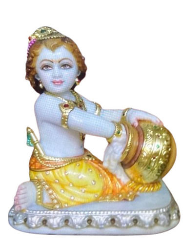 Table Mounted Light Weighted Portable Crack Resistant Marble Religious Hindu God Krishna Statue