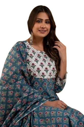 Casual Wear Regular Fit Full Sleeve Round Neck Breathable Readymade Printed Ladies Kurtis