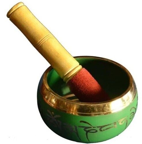 Green Round Brass Singing Bowls