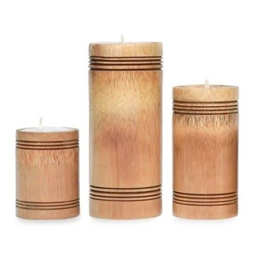 Brown Color Round Shape Bamboo Candles For Special Moments