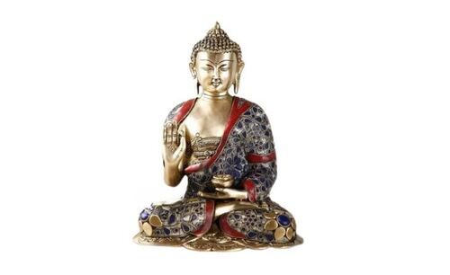 Ruggedly Constructed Brass Buddha Statue