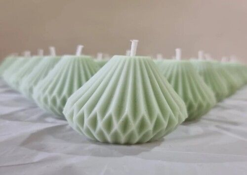 Green Color Round Shape Modak Wax Candles