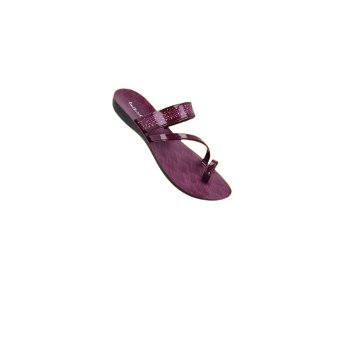 Women Dark Grape Fancy Slip On Casual Leather Sandal