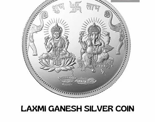 Round Shape Laxmi Ganesh Silver Coins Ideal For Gifting During Festive Season