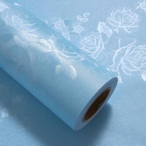 Vinyl 45X500Cm Blue Flower Wallpaper