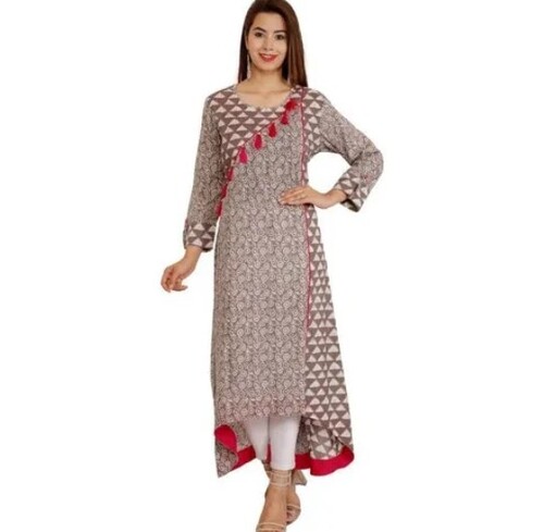 Round Neck Straight Cotton Exclusive Ladies Kurtis