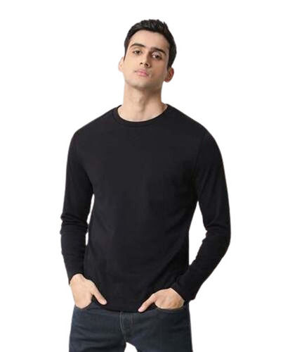 Casual Wear Readymade Regular Fit Full Sleeve Round Neck Plain Mens T Shirts