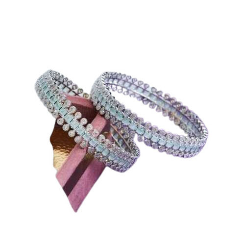 Designer Sparkling Rhodium Bangles