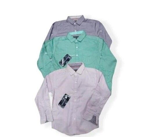 Multi Color Full Sleeves Lycra Cotton Boys Plain Shirts