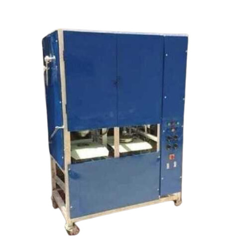 Paper Plate Making Machine - Very Good Quality, Semi-Automatic, 7 Inch Cutting Size, Blue Color, 100W Power Consumption, Durable Mild Steel Material, 220V Voltage, 50Hz Frequency, 2000 Pieces/Hour Production Capacity