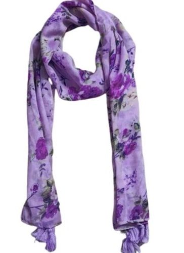 Ladies Lavender Chiffon Printed Scarf