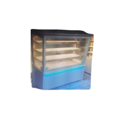 Cake Display Counter - Stainless Steel and Glass, Polished Silver and Transparent Finish, Easy to Install, Heavy-Duty Resistance to Corrosion, Rust, Water, Scratch, and Shock