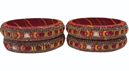 Multi Color Round Shape Red Yellow Bangle Set