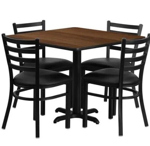 Black Color Wooden Cafe Table And Chairs