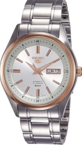 Silver Color Stylish Seiko Automatic White Dial Mens Watch